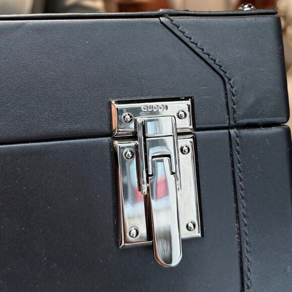 Gucci Black Leather Guccissima GG Embossed Trunk Suitcase - Picture 11 of 16